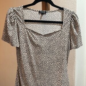 Express brand white polka dot boatneck blouse
